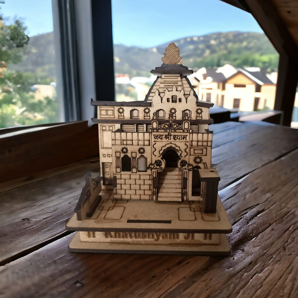 Khatu Shyam Ji Temple -Hand Crafted Wooden 3D Replica