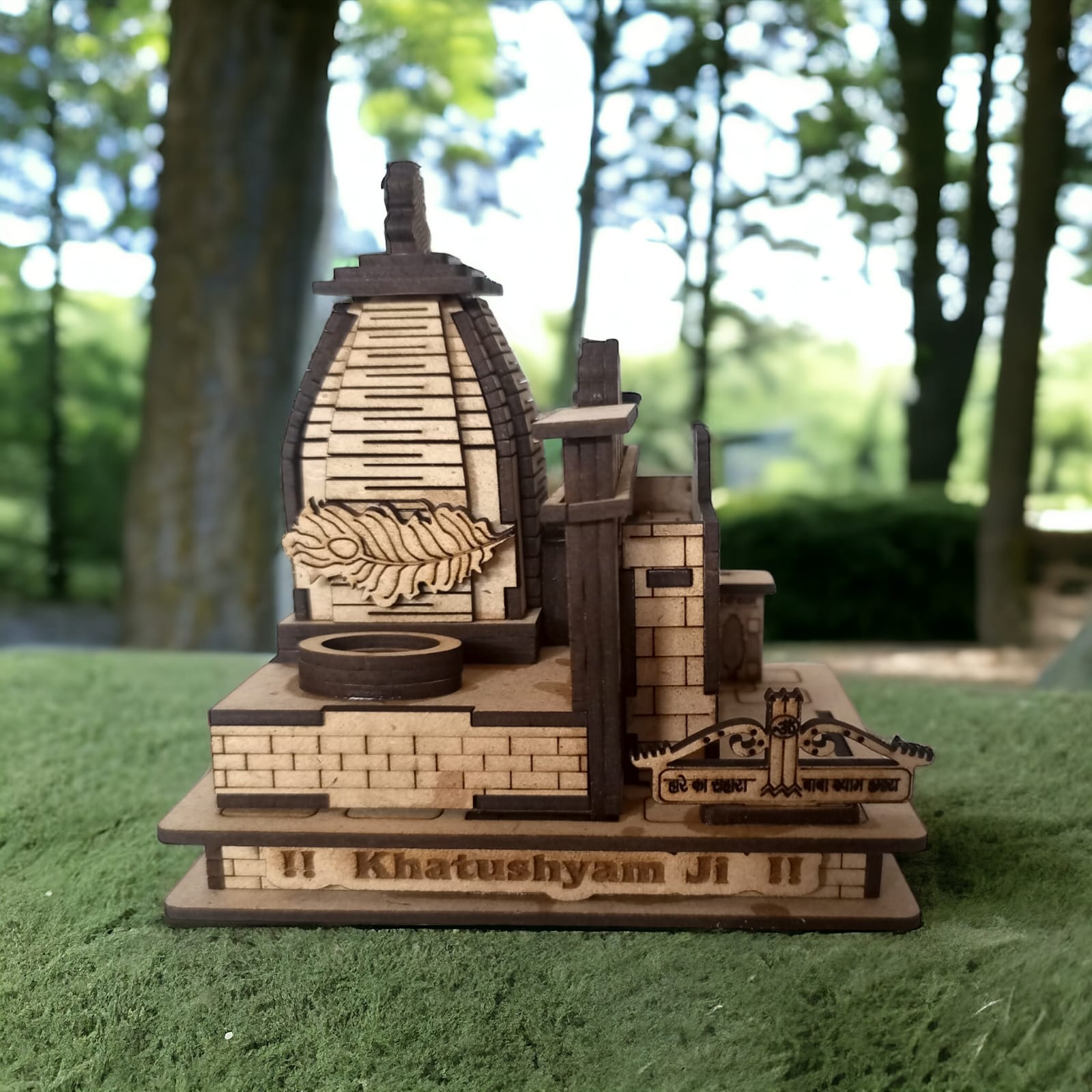 Khatu Shyam Ji Temple -Hand Crafted Wooden 3D Replica