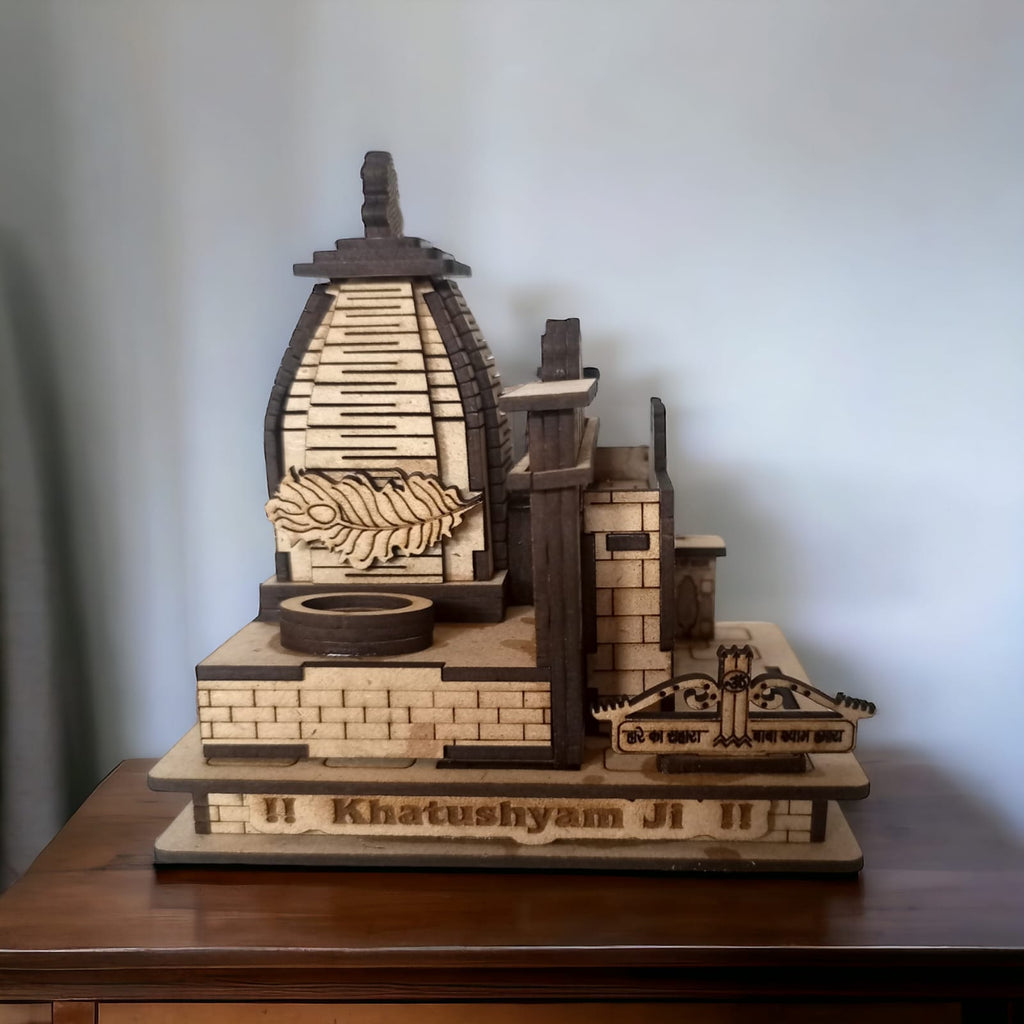 Khatu Shyam Ji Temple -Hand Crafted Wooden 3D Replica
