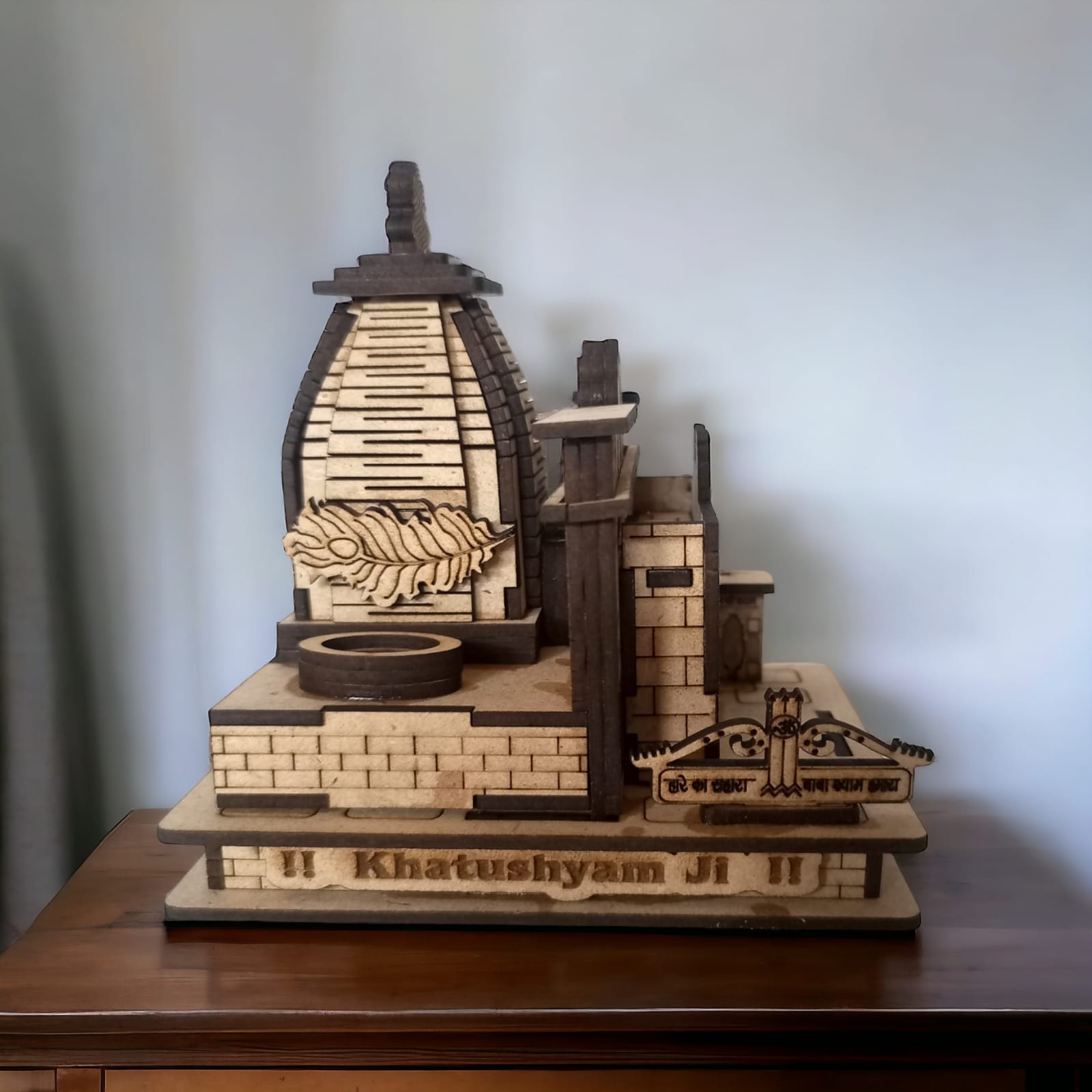 Khatu Shyam Ji Temple -Hand Crafted Wooden 3D Replica