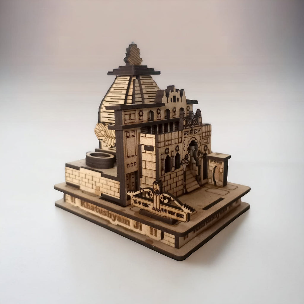 Khatu Shyam Ji Temple -Hand Crafted Wooden 3D Replica