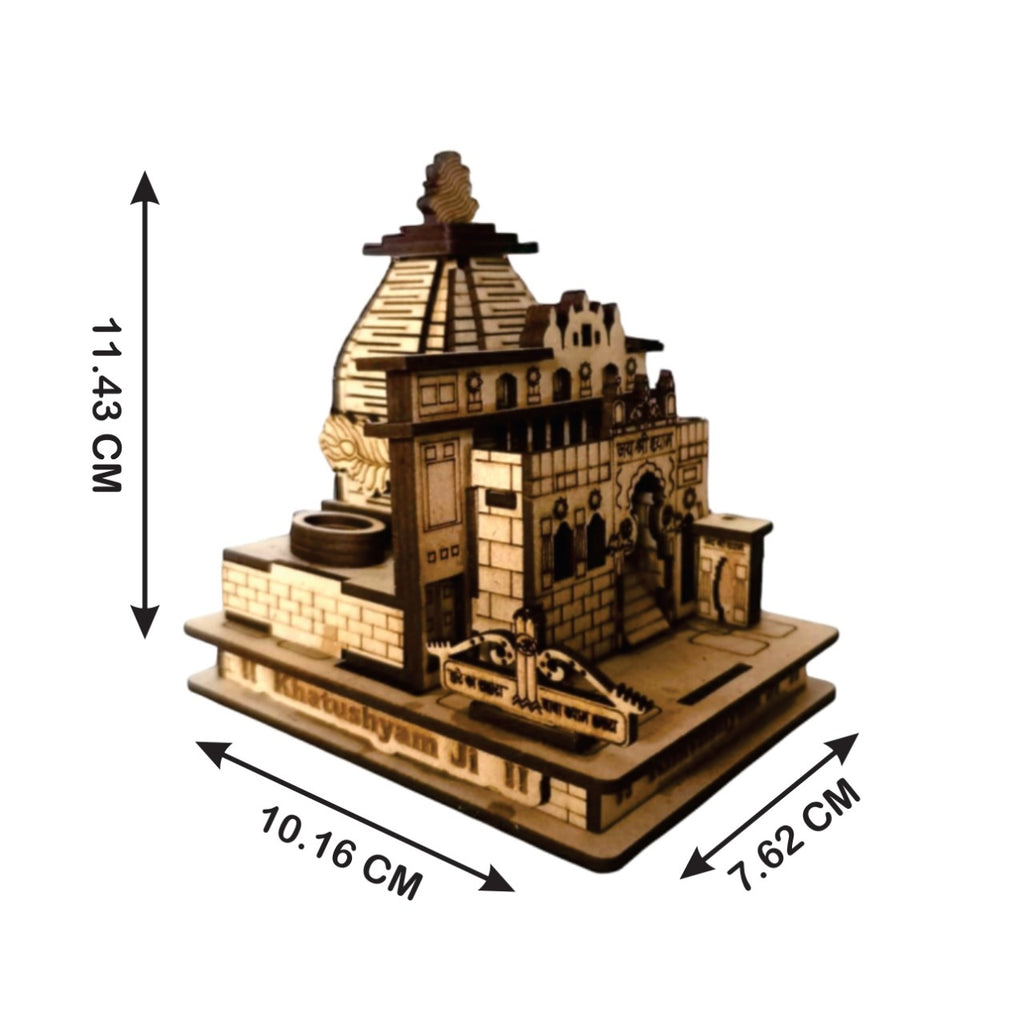 Khatu Shyam Ji Temple -Hand Crafted Wooden 3D Replica
